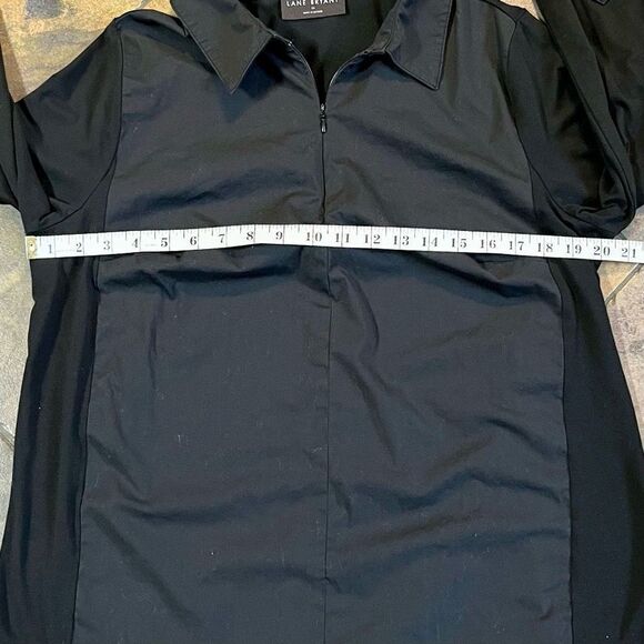 Lane Bryant Full Zip Collared Black Blouse 18 - Picture 7 of 10